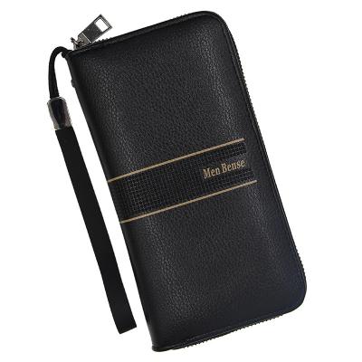 China NO MenBense Large Capacity Long Style PU Zipper Solid Leather Wallet For Men for sale