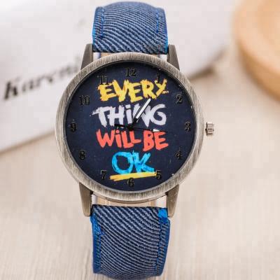 China Featured Hot Selling Chronograph Women Fashion Wristwatch Denim Fabric Strap Watches for sale