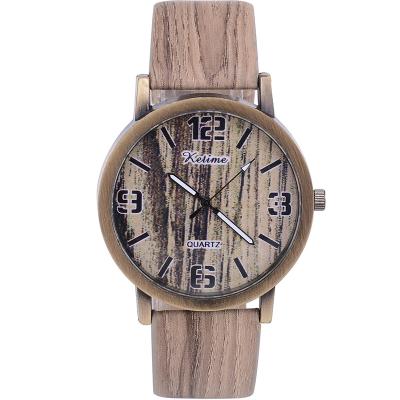 China 2019 Hot Selling Fashion Wooden Grain Wristwatches Unisex Quartz Watch for sale