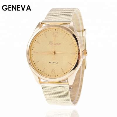 China Non-Specific Hot Selling Geneva Quartz Watch Women Mesh Stainless Steel Dress Watches Relogio Feminino Men Clock for sale