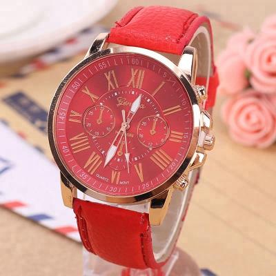 China Non-Specific Casual Geneva Men Women Watches Roman Numeral Watch For Couple PU Quartz Wristwatches Relogio Leather Clock for sale