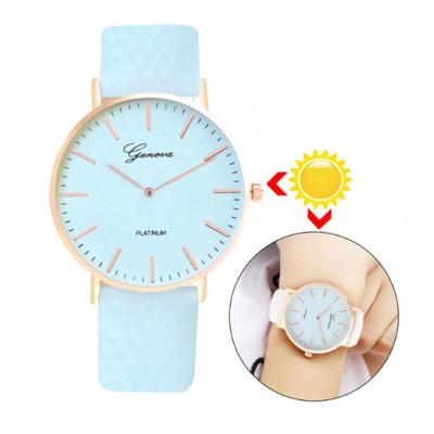 China Not Specified Women Geneva Quartz Watch Outdoor Girl UV Color Change Wristwatches for sale