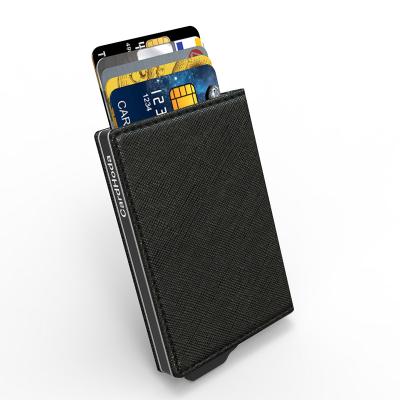 China Automatic Business Anti Theft Card Cases Credit Card Holder Aluminum RFID Blocking Eject Anti Theft Card Holder Wallet for sale