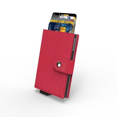 China Anti-theft Slim Aluminum Card Holder Wallet Elasticity Back Pocket ID Credit Card Holder RFID Blocking To Protect Business Card Cases for sale