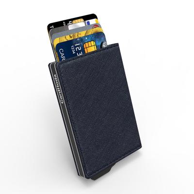 China Anti Theft RFID Blocking Men's Credit Card Holder Bank Theft Protection Wallet Anti Business Leather Card Cases for sale