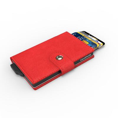 China RFID Business Credit Card Holder Anti Theft Holder Bank ID Card Holder Metal Card Case PU Leather Card Wallet for sale