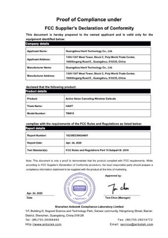 FCC - Guangzhou Havit Technology Co., Ltd.