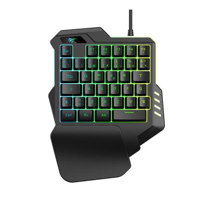 China Havit Plug and Play Kb513L Wired One-Handed Gaming Keyboard Cool Light Backlit Effect 35Keys Mini Gaming One Hand Keyboard for Pad or Phone for sale