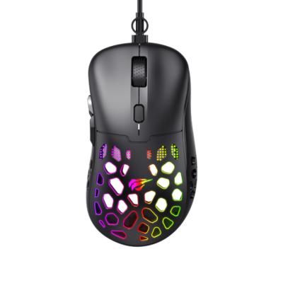 China Ms955 Havit Gaming Ergonomic Colorful Light RGB Computer Wired Gaming Mous Gamer Mouse Usb Optical Glowing Gaming Mouse Custom Logo for sale