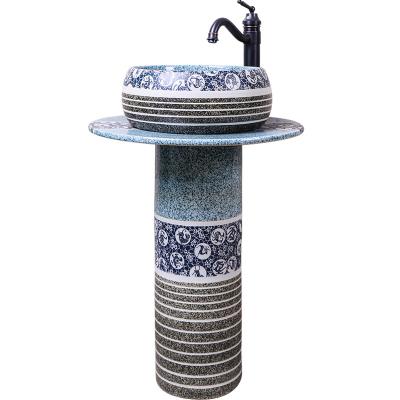 China Healthy Modern Round Pedestal Sink Ceramic Bathroom Sink With Stand Pedestal Wash Basin for sale