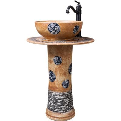 China Art Pedestal Basin Wash Basin Healthy Floor-standing Whole Handmade Ceramic Sink Washbin Toilet for sale