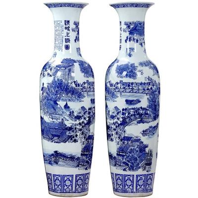 China Eco-friendly antique blue and white porcelain outdoor decorative vases for sale