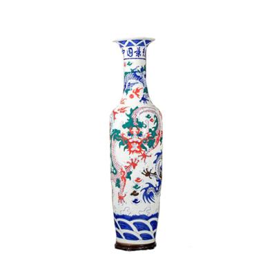 China Traditional Chinese Jingdezhen 3 Meters Floor Ceramic Decorative Flower Vase for sale