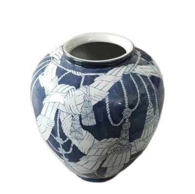 China (1300 degree) new high temperature fired vases design blue and white ceramic flower pots or for Eid home decoration for sale