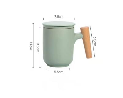 China Sustainable Household Office Tea Water Separating Ceramic Frosted Mug for sale