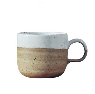 China Stocked 6oz Customized Cappuccino Coffee Mug Ceramic Pottery Small Tea Mug With Handle for sale