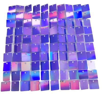 China Not Easy To Fade Factory Wholesale 3D Sequin Wall Panel Glitter Shimmer Iridescent Purple Wall Panels For Birthday Party Event Decoration for sale