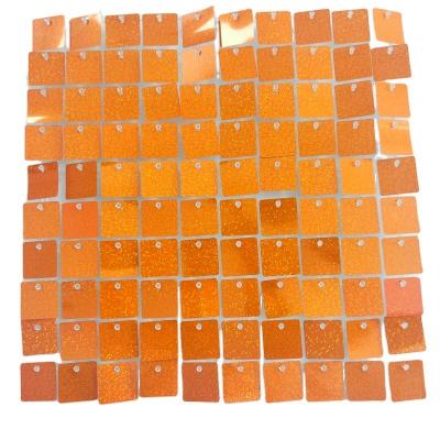 China Not easy to fade wholesale hot sale orange wall shimmer orange sequin wall for events decoration for sale