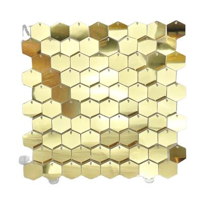 China Not Easy To Fade Best Selling High Quality Hexagon Shimmer Wall Sbackdrop Panel Hexagon Sequin Panels for sale