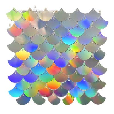 China Not Easy To Fade Wholesale High Quality Sequin Panel Fan Sequin Fishtail Wall Panel For Wedding Birthday Party Decoration for sale