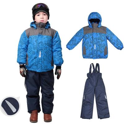 China 2021 new arrival waterproof children Anti-UV winter set warm fleece inside boys set overalls snow suit metallic bby jumpsuit for sale