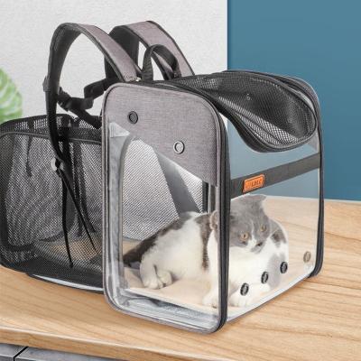 China Viable Expandable Pet Carrier Backpack, Cat Backpack Carrier Mesh Breathable with Clear Window, Travel Camping and Outdoor Use for sale