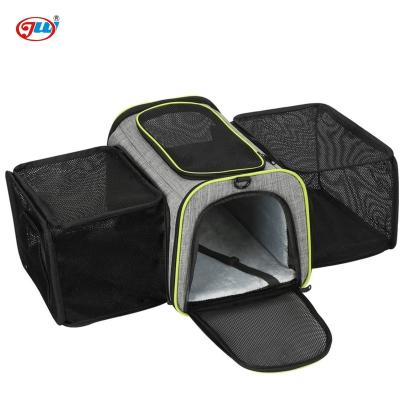 China Sustainable expandable pet carrier for cats, dogs and animals, portable pet travel bag airline approved, soft sided foldable, 3 door for sale