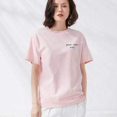 China Anti-wrinkle 2022 Women's T-shirt Round Collar Plain Cotton Short Sleeve Women's Casual T-shirt Latest Design Printed for sale