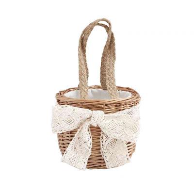 China Sustainable Rattan Wicker Basket Fresh Pastoral Hand - Woven Flower Basket Lace Basket for sale