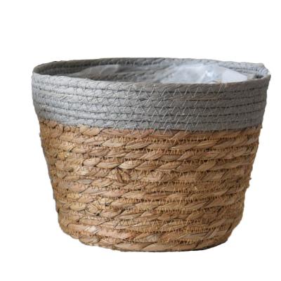 China Wholesale Minimalist Materials Natural Rattan Water Hyacinth Paper Rope Storage Baskets for sale