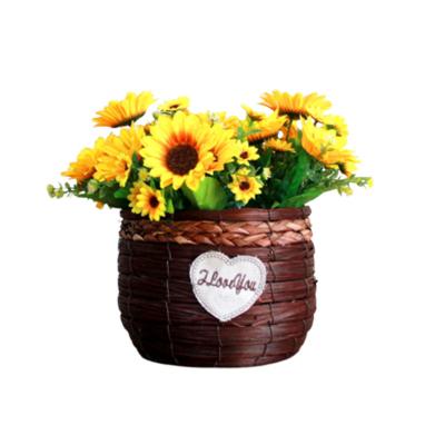 China Retro Minimalist Fleshy Oval Straw Woven Flowerpot Woven Wicker Basket Waterproof for sale