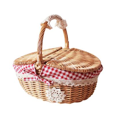 China Chinese Direct Factory 100% Wicker Viable Storage Basket High Quality Handmade Picnic Basket for sale