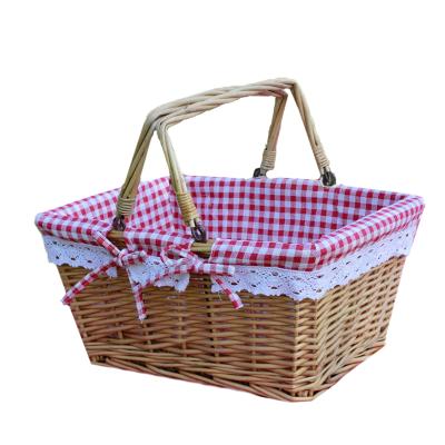 China Sustainable Wicker Shopping Basket With Two Movable Handles Wicker Basket For Picnic Shopping Basket for sale