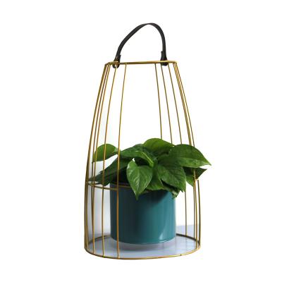 China Modern High Quality Flower Stand Birdcage Wire Decoration Household Portable Flower Pot for sale