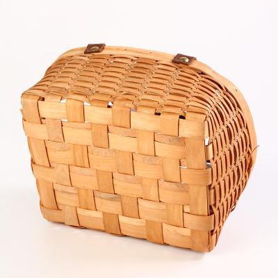 China Sustainable Craft High Quality Handmade Fir Woven Bread Baskets And Leather Woven Handle Receiving Baskets for sale