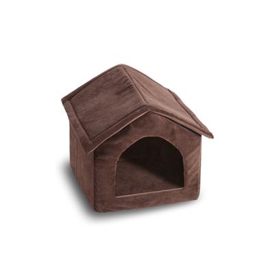 China Waterproof Short Plush Cat Bed Winter Warm House 2 Soft Warm Way Using Washable Cave Bed Cave For Cats for sale