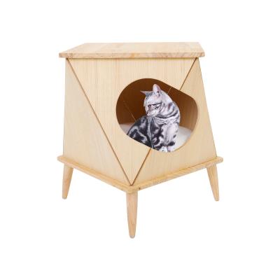 China Cat Condo Tree House Furniture Cat Toy Tower Tree Designs For Viable Natural Wooden Scratch Board for sale