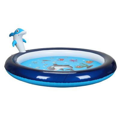 China Outdoor PVC Water Toys Splash Pad Inflatable Kiddie Pool Toddler Whale Sprinkler Pool For Children for sale