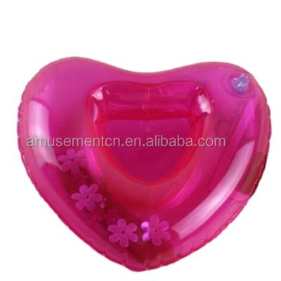 China 12pcs MOQ Nice Heart Design Viable Inflatable Pink Pool Drinks Cup Holder for sale