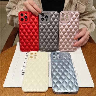 China Brand Waterproof Luxury Classic TPU Soft Solid Color Grid Pattern Phone Case Mobile Cover For iphone 13 12Pro 11 7 8 Max plus X XR XsMAX for sale