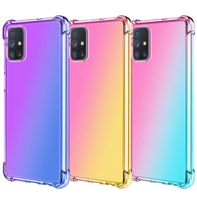 China 2022 Shockproof New Gradient Clear Mobile Cover Four Soft Tpu Corner Protective Phone Case For Samsung Galaxy M22/f22 M52 Note20 for sale