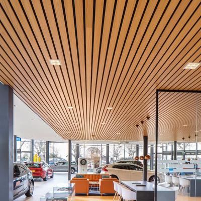 China Soundproof Timber Slat Baffles Artistic Ceilings Customation Wooden Slat Ceiling for sale