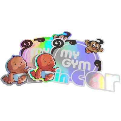 China Cartoon Sticker Rainbow Reflection Laser Holographic Film Custom Printing Adhesive Stickers Die Cut Cute For Kids Customized for sale