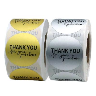 China Waterproof Thank you for your purchase stickers for custom packaging size round silver gold adhesive sticker accept customization CN; GUA for sale