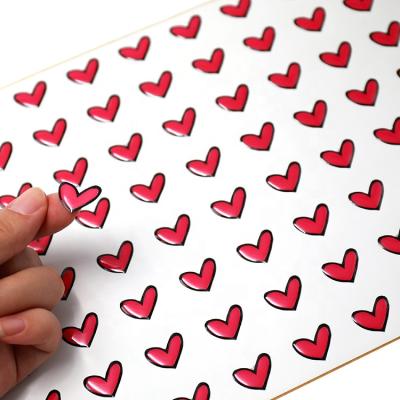 China Factory Price Eco-Friendly Adhesive Custom Red Love Heart Shaped Epoxy 3D Sticker For DIY Decoration for sale