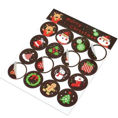 China Round Labels Custom Logo Printed Adhesive Merry Christmas Label Stickers On Roll Or Sheet For Gift Box Bag Packing Sealing for sale