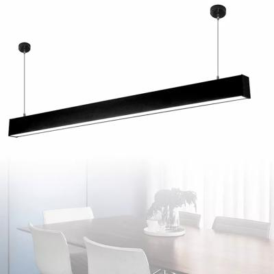 China Modern Simple Linear Led Strip Light Modern Long Pendant Lamp With Rope Adjustable Suspension Hanging Lamp For Office Commercial Area for sale