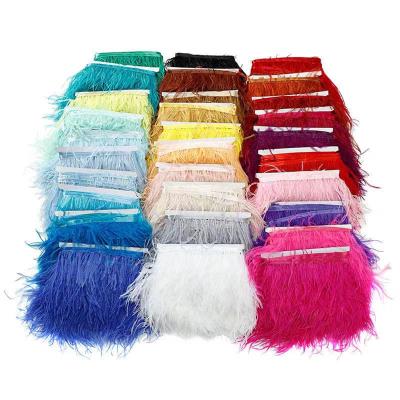 China 10-15cm artificial popular ostrich feather trim with ribbon for trimming clothes for sale