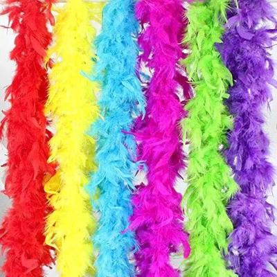 China Beautiful Artificial Feather Custom Solid Color Dyed Turkey Feather Boa Weight Length Customized Color For Dressing Cloth Decoration for sale