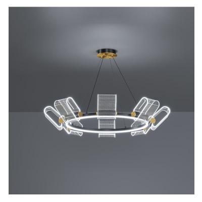 China Scandinavian Modern Acrylic Round Living Room Hanging Modern Ceiling Lights Luxury Led Pendant Chandeliers for sale